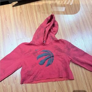 Nike Red Cropped Hoodie with Raptors Logo
